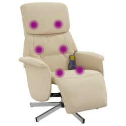 Fauteuil inclinable de massage avec repose-pieds crème tissu 620583620583