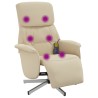 Fauteuil inclinable de massage avec repose-pieds crème tissu 620583620583