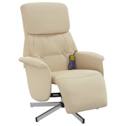Fauteuil inclinable de massage avec repose-pieds crème tissu 620583620583