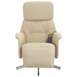 Fauteuil inclinable de massage avec repose-pieds crème tissu 620583620583