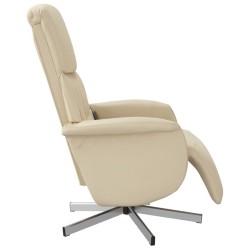 Fauteuil inclinable de massage avec repose-pieds crème tissu 620583620583