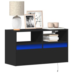 Meuble TV mural avec lumières LED noir 80x31x45 cm 620600620600