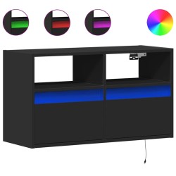 Meuble TV mural avec lumières LED noir 80x31x45 cm 620600620600