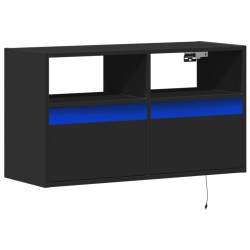 Meuble TV mural avec lumières LED noir 80x31x45 cm 620600620600