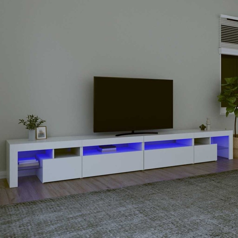 Meuble TV avec lumières LED Blanc 290x36,5x40 cm 620603620603