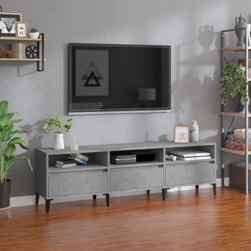 Meuble TV gris béton 150x30x44,5 cm bois d'ingénierie 620620620620