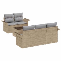 Ensemble de Canapés avec coussin 6 pcs Beige polyrotin 620635620635