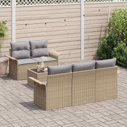 Ensemble de Canapés avec coussin 6 pcs Beige polyrotin 620635620635