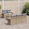 Ensemble de Canapés avec coussin 6 pcs Beige polyrotin 620635620635