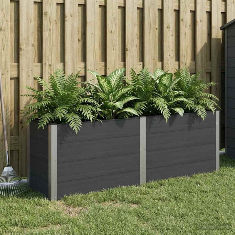 Jardinière surélevée Noir 200 x 50 x 91 cm 620637620637
