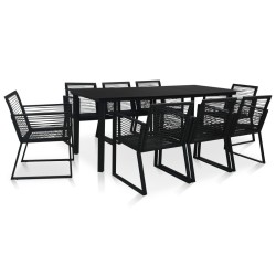 Ensemble à manger d'extérieur 9 pcs Rotin PVC Noir 620644620644