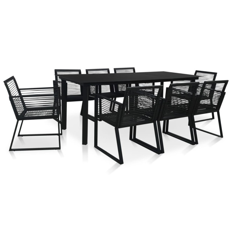 Ensemble à manger d'extérieur 9 pcs Rotin PVC Noir 620644620644