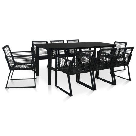 Ensemble à manger d'extérieur 9 pcs Rotin PVC Noir 620644620644