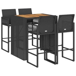 Ensemble de bar de jardin 5 pcs sans coussins noir poly rotin 620645620645