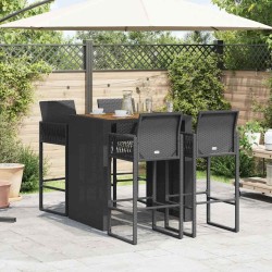 Ensemble de bar de jardin 5 pcs sans coussins noir poly rotin 620645620645