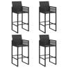Ensemble de bar de jardin 5 pcs sans coussins noir poly rotin 620645620645