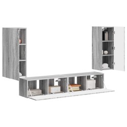 Ensemble de meuble TV mural 4 pcs Gris Sonoma Bois d'ingénierie 620649620649