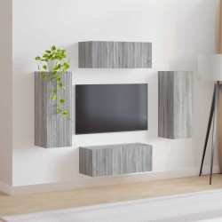 Ensemble de meuble TV mural 4 pcs Gris Sonoma Bois d'ingénierie 620649620649