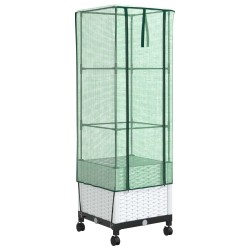 Jardinière de jardin avec couverture de serre et roues Blanc PP 620653620653