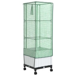Jardinière de jardin avec couverture de serre et roues Blanc PP 620653620653