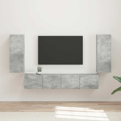 Ensemble de meuble TV mural 4 pcs Gris béton Bois d'ingénierie 620659620659