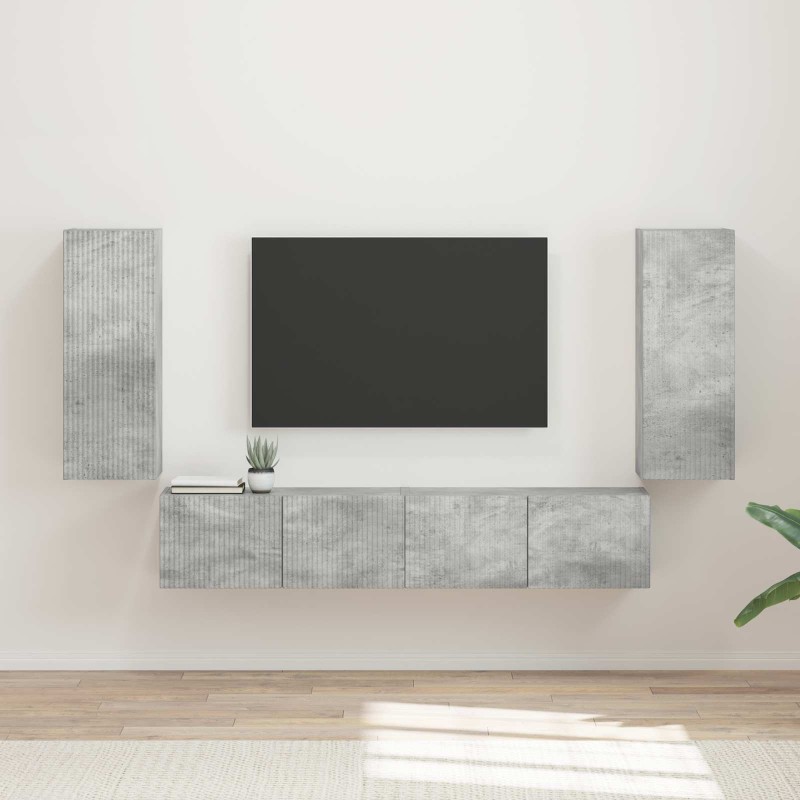 Ensemble de meuble TV mural 4 pcs Gris béton Bois d'ingénierie 620659620659
