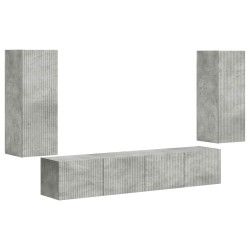 Ensemble de meuble TV mural 4 pcs Gris béton Bois d'ingénierie 620659620659