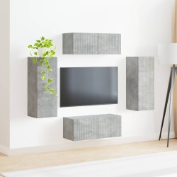 Ensemble de meuble TV mural 4 pcs Gris béton Bois d'ingénierie 620659620659