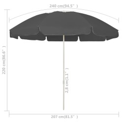 Parasol de plage anthracite 240 cm 620661620661