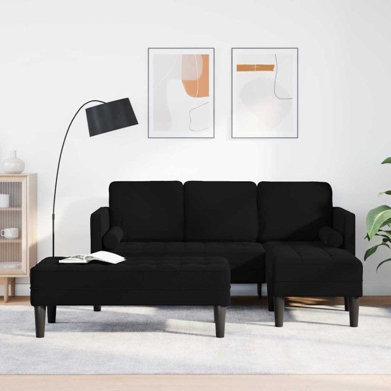 Ensemble de Canapés avec coussin 2 pcs Noir Polyester 620670620670