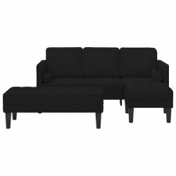 Ensemble de Canapés avec coussin 2 pcs Noir Polyester 620670620670