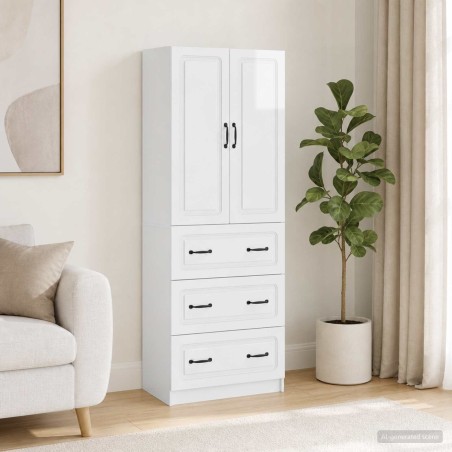 Ensemble de Meubles 2 pcs Blanc brillant 66 x 34,5 x 87 cm 620683620683