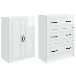Ensemble de Meubles 2 pcs Blanc brillant 66 x 34,5 x 87 cm 620683620683