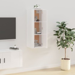 Meuble TV mural Blanc brillant 40x34,5x100 cm 620685620685