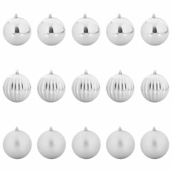 Ensemble de Boules de Noël XL 15 pc Argent Plastique 620694620694
