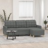 Canapé à 3 places avec repose-pieds Gris foncé 180 cm Tissu 620711620711