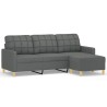 Canapé à 3 places avec repose-pieds Gris foncé 180 cm Tissu 620711620711