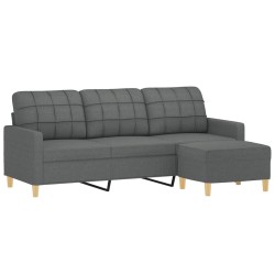 Canapé à 3 places avec repose-pieds Gris foncé 180 cm Tissu 620711620711