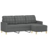 Canapé à 3 places avec repose-pieds Gris foncé 180 cm Tissu 620711620711