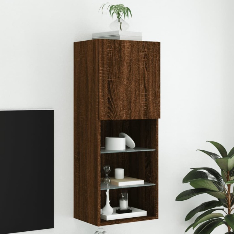 Meuble TV avec lumières LED chêne marron 40,5x30x102 cm 620722620722