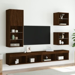 Meuble TV avec lumières LED chêne marron 40,5x30x102 cm 620722620722