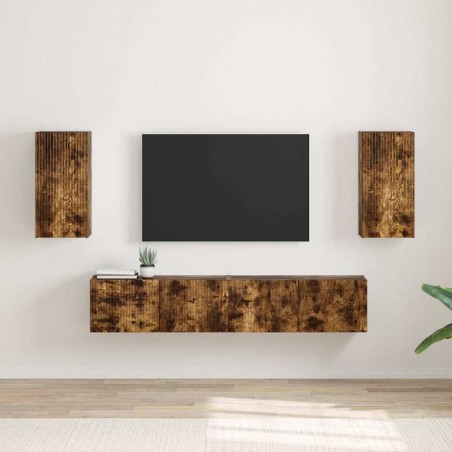 Meuble TV mural Montage mural 2 pcs Chêne fumé 30 x 31 x 60 cm 620728620728