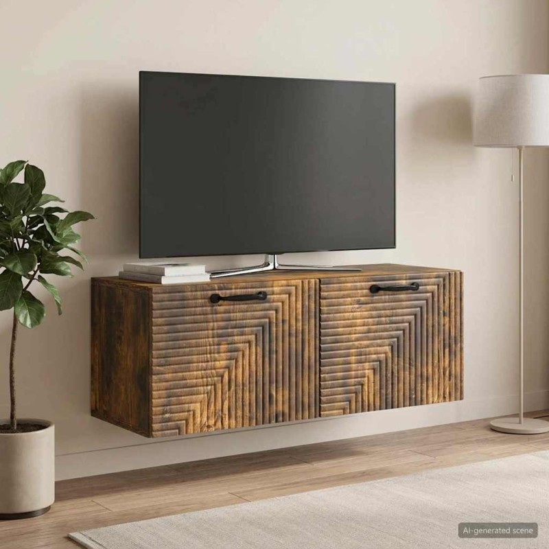 Meuble TV mural Chêne fumé 78,5 x 31 x 30 cm Bois d'ingénierie 620732620732