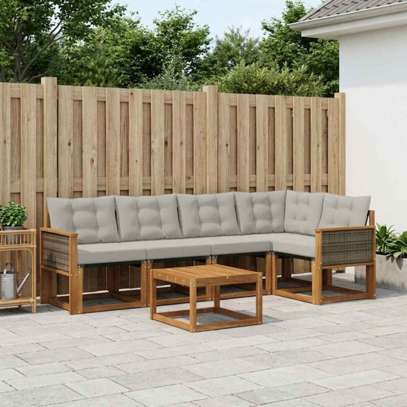 Ensemble de canapés d'extérieur 6 pcs Naturel et gris clair 620735620735