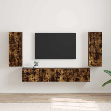 Meuble TV mural Montage mural 2 pcs Chêne fumé 30 x 31 x 80 cm 620751620751