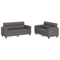 Ensemble de canapés 2 pcs avec coussins Gris Similicuir 620762620762