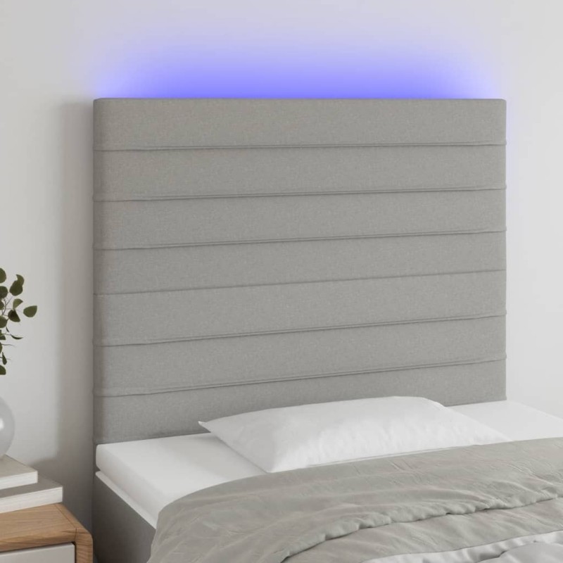 Tête de lit à LED Gris clair 100x5x118/128 cm Tissu 620763620763