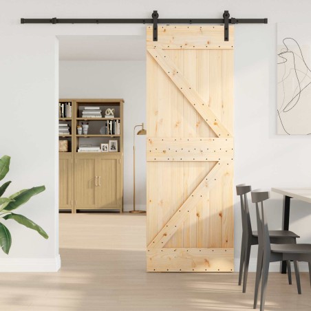 Porte coulissante NARVIK Naturel et noir 70 x 210 cm (213,5 cm) 620766620766
