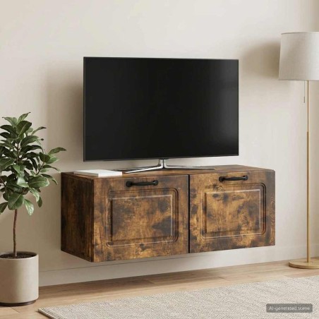 Meuble TV mural Chêne fumé 78,5 x 31 x 30 cm Bois d'ingénierie 620769620769