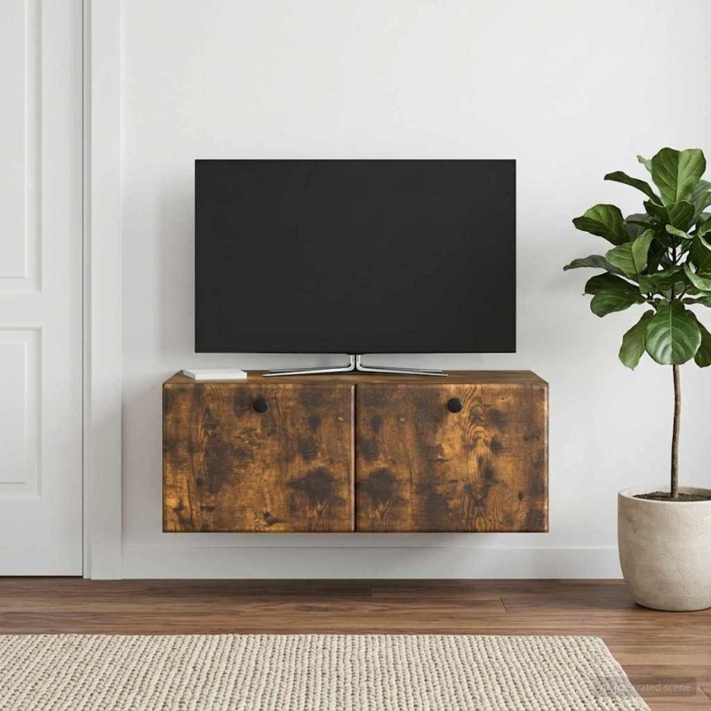 Meuble TV mural 78,5 x 41 x 30 cm Chêne fumé Bois d'ingénierie 620770620770